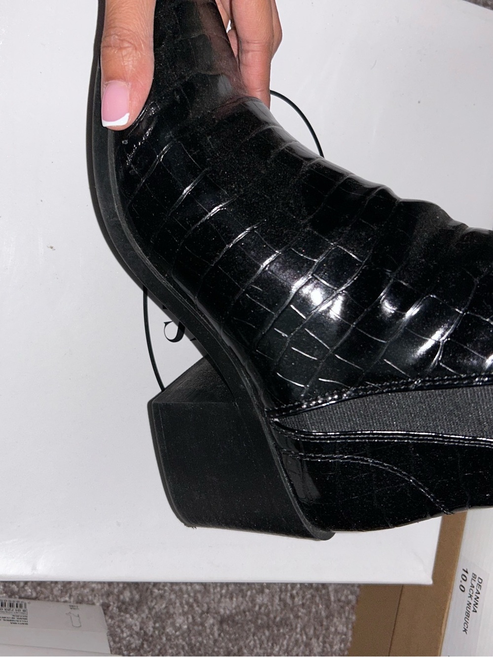 Steve Madden Black Croc-Embossed Block Heel Bootie